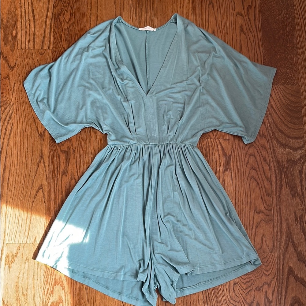 Lush Teal V-Neck Romper